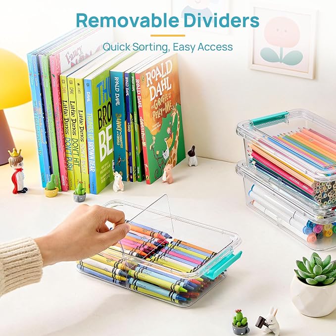 Vtopmart 8 Pack Clear Pencil Box with Removable Divider, BPA-Free Plastic Storage Containers for Pens, Pencils, Crayons, Markers, Craft Supplies and Small Items - Image 3