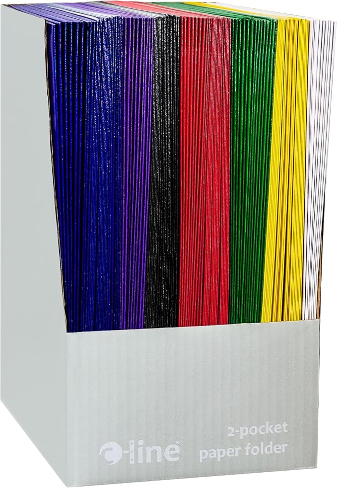 C-Line Two-Pocket Paper Portfolio, 1 Case of 100 Folders, Assorted Colors (05300-100) - Image 2
