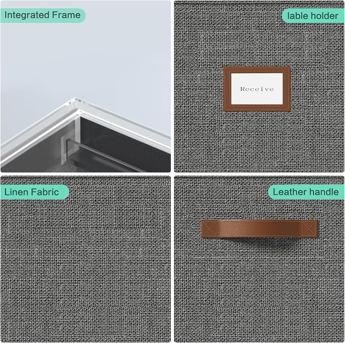File Organizer Box with Lid File Box for Hanging Decorative File Organizer with One-Piece Integrated Plastic Slide Rail(Grey, 13.2x10.1x10.1inch(2pack)) - Image 2