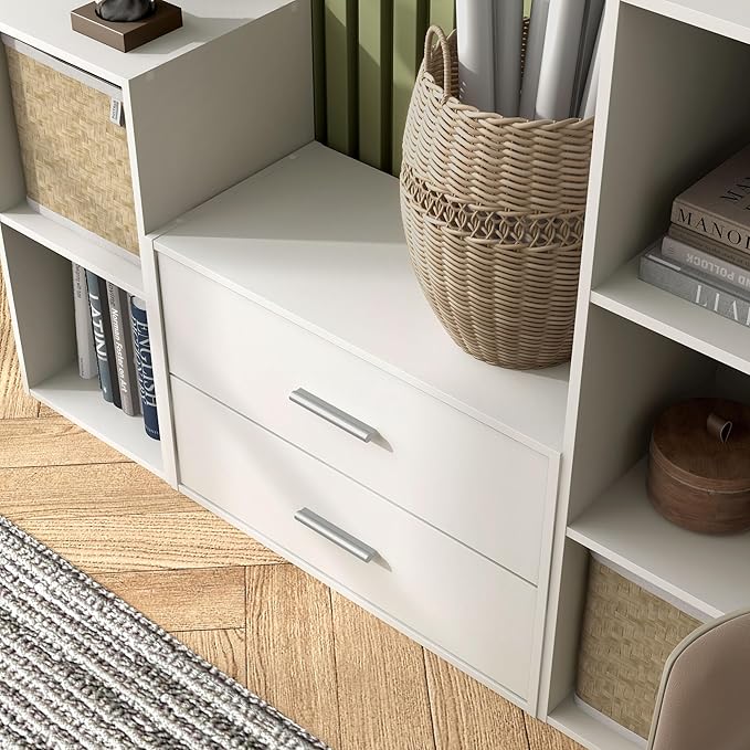 Homes: Inside + Out Apexa 2-Drawer Wooden Stackable Storage Drawers, Small Food Pantry Cabinet, Cajonera De Madera, Underbed Drawer Dorm Teen Room Decor & Bedroom, Home Office, Kitchen, White - Image 4