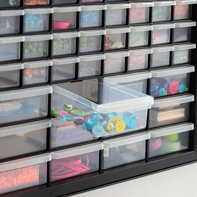 IRIS USA 44-Drawer Small Parts Storage Cabinet, Crafts, Made in USA, Black | Wall-mountable, Stackable, Building Bricks, Screws, Nuts & Bolts, Hardware, Garage Tool Storage - Image 6