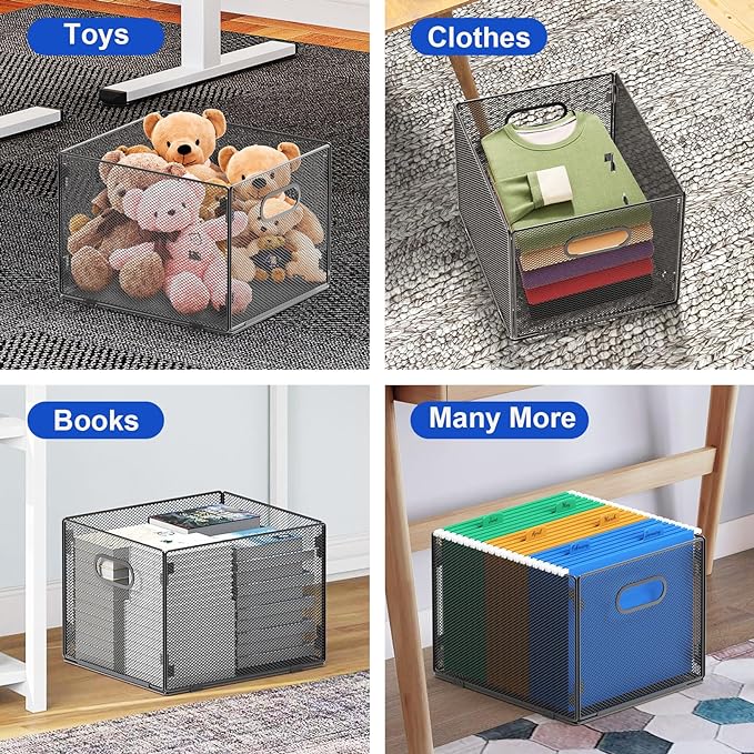 samstar Hanging File Organizer, Mesh File Folder Organizer File Crate File Cabinet Inserts Storage Box, Letter Size - Image 6