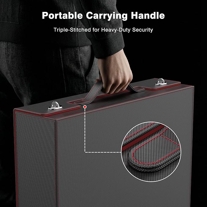 Kabinka MTG Card Storage Box with Handle & Mechanical Latch,5-Row 3900+ Commander Trading Card Case with Sealed Display Window,Top Loaders Organizer Deck Box for MTG/TCG/PTCG/Sports Cards (Black Red) - Image 2