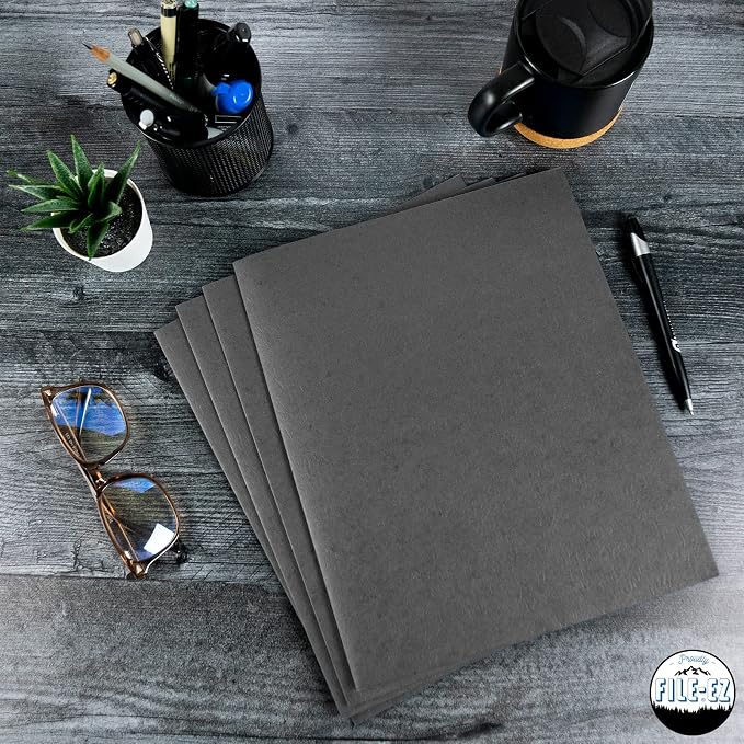FILE-EZ Two-Pocket Folders, Dark Gray Color, 25-Pack, Textured Paper, Matte Finish, Letter Sheet Size (EZ-32531) - Image 7