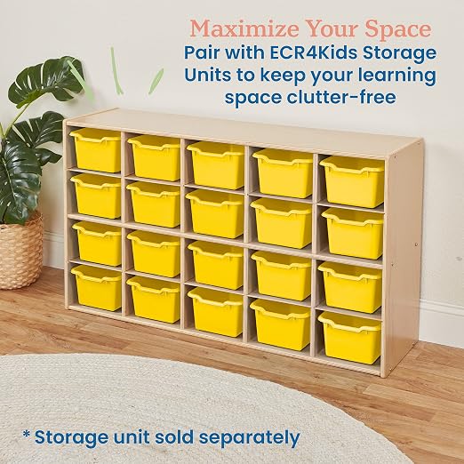 ECR4Kids Scoop Front Storage Bin, Multipurpose Organization, Yellow, 20-Piece - Image 5