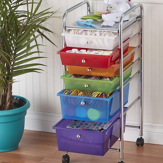 ECR4Kids 6-Drawer Everyday Rolling Utility Storage Cart, Mobile Organizer, Assorted - Image 11