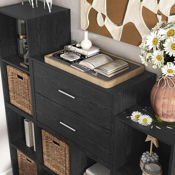 Homes: Inside + Out Apexa 2-Drawer Wooden Stackable Storage Drawers, Small Food Pantry Cabinet, Cajonera De Madera, Underbed Drawer Dorm Teen Room Decor & Bedroom, Home Office, Kitchen, Black - Image 4