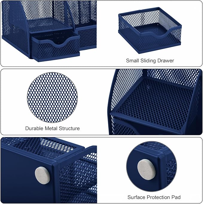 Exerz Desk Organizer/Mesh Desk Tidy/Pen Holder/Multifunctional Organizer EX348 | Compact Desktop Storage For Notes Scissors Clips Rulers Diaries Study Tools And Small Home Essentials - Image 3