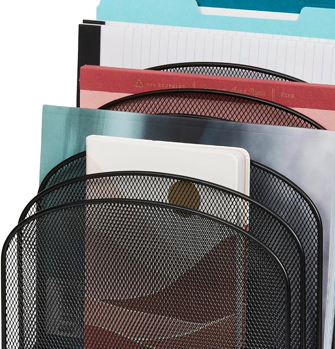 Safco Onyx Desk Organizer, 8 Tiered Vertical Compartments, Office and Classroom Mailbox , Paper and Mail Sorter, Steel Mesh, Black - Image 8