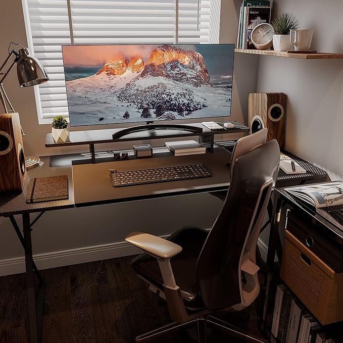 EUREKA ERGONOMIC Dual Monitor Stand Adjustable Carbon Fiber | dual monitor riser with carbon fiber surface and desktop organizer design, ideal for PC, computer, and laptop setups - Image 2