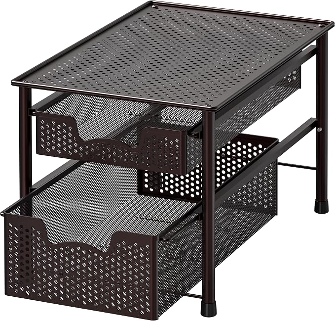 Simple Houseware Stackable 2 Tier Sliding Basket Organizer Drawer, Bronze by SimpleHouseware