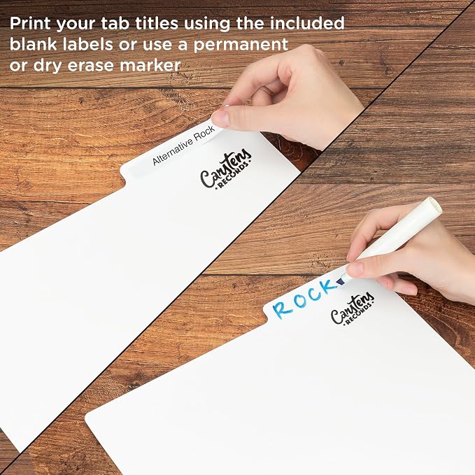 Carstens Records Heavy Duty Vinyl Album Dividers | 12" LP Organizers with Tabs | Pack of 32 White | Made in The USA | Personalizable - Image 5