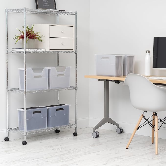 IRIS USA 6-Pack Medium Desktop File Box with Open Lid, Clear | Organize paperwork, mail, magazines, and office supplies with portable storage for desks, classrooms, and home workspaces - Image 4