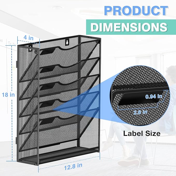 Kuntine.B Wall File Organizer Office Hanging Magazine Holder Wall File Organizer for Office Home - Image 2