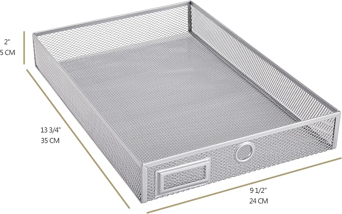 Annova Desk Organizer Wire Mesh 3 Tier Sliding Drawers Paper Sorter/Multifunctional/Premium Solid Construction for Letters, Documents, Mail, Files, Paper, Kids' Art Supplies (Silver) - Image 3