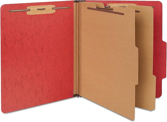 Staples Moisture‑Resistant Classification Folder, Letter Size, 2 Dividers, 2.5″ Expansion, Dark Red Pressboard, 20/Carton by Staples