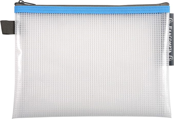 Exacompta Zipped Transparent Mesh Pockets, A5 - Assorted Colours, Pack of 10 - Image 3