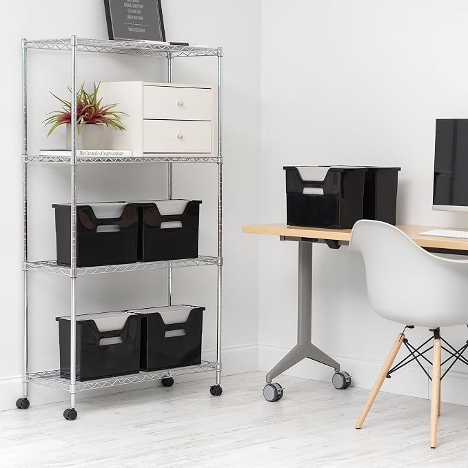 IRIS USA 6-Pack Medium Desktop File Box with Open Lid, Black | Organize paperwork, mail, magazines, and office supplies with portable storage for desks, classrooms, and home workspaces - Image 3