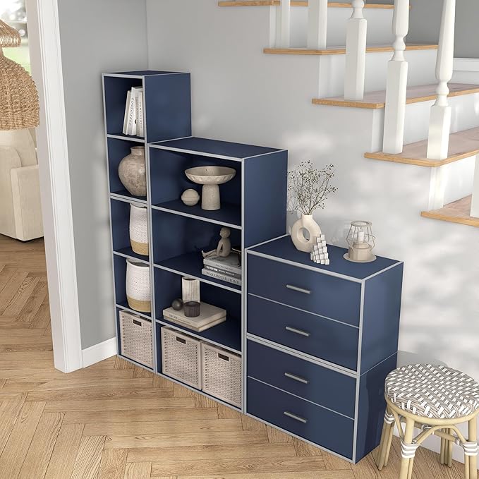 Homes: Inside + Out Apexa 2-Drawer Wooden Stackable Storage Drawers, Small Food Pantry Cabinet, Cajonera De Madera, Underbed Drawer Dorm Teen Room Decor & Bedroom, Home Office, Kitchen, Steel Blue - Image 7