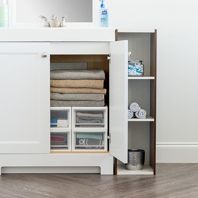IRIS USA 2-Pack, 6 Qt. Small Stacking Drawer Storage Organizer, White | Keep craft supplies, accessories, office items, and small essentials organized around your home for easy everyday storage - Image 9