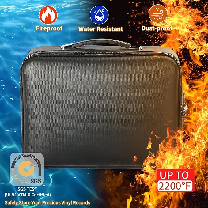 Fireproof Safe Document File Organizer Box, 5200°F Portable File Organizer with Lock,Hard Case Highly Flame-Resistant Fire Proof Waterproof File Bag with Lock, Fire Safe Home Valuables Storage - Image 3