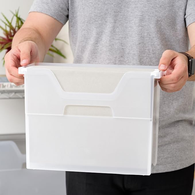 IRIS USA 6-Pack Medium Desktop File Box with Open Lid, Clear | Organize paperwork, mail, magazines, and office supplies with portable storage for desks, classrooms, and home workspaces - Image 3