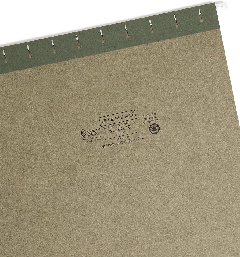 Smead Hanging File Folder, No Tabs, Letter Size, Standard Green, 25 per Box (64010) (Pack of 4) - Image 3