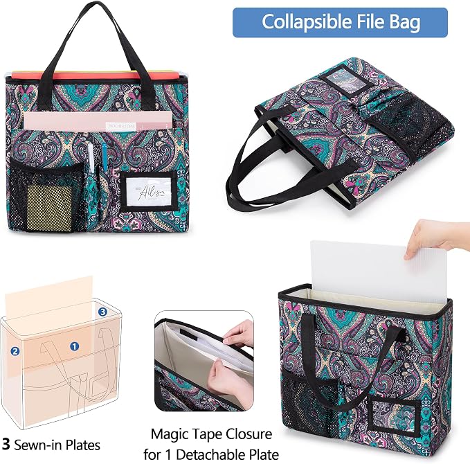 LoDrid File Bag with Document Organizer Case for Letter Size File Folder | Large Utility Bag with 15.6"Laptop Padded Sleeve for Work, Business - Image 3