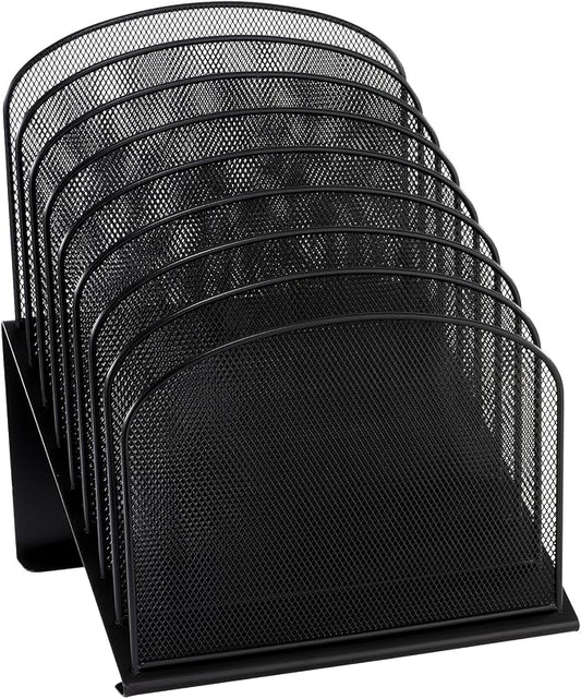 Safco Onyx Desk Organizer, 8 Tiered Vertical Compartments, Office and Classroom Mailbox , Paper and Mail Sorter, Steel Mesh, Black by SafcoProducts