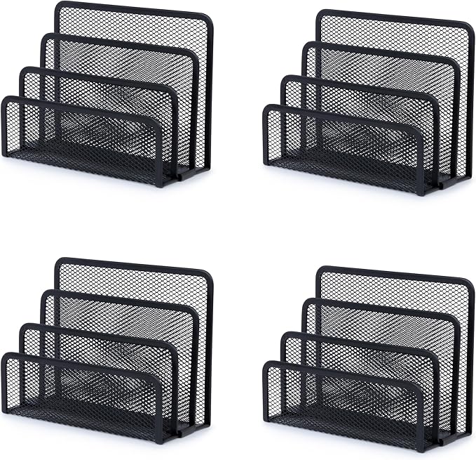 YBM HOME 3 Slot Mesh Letters and Documents Sorter Holder 2250-4 (4, Black) by YBMHome