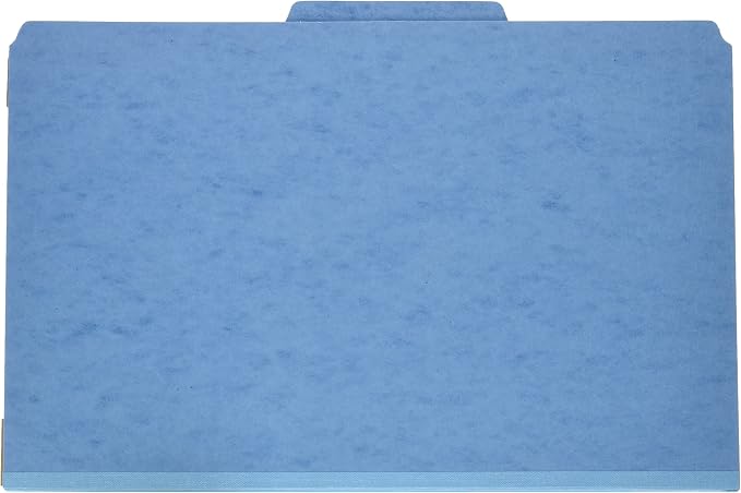 Smead PressGuard® Classification File Folder with SafeSHIELD® Fasteners, 2 Dividers, 2" Expansion, Legal Size, Blue, 10 per Box (19204) by SMEAD