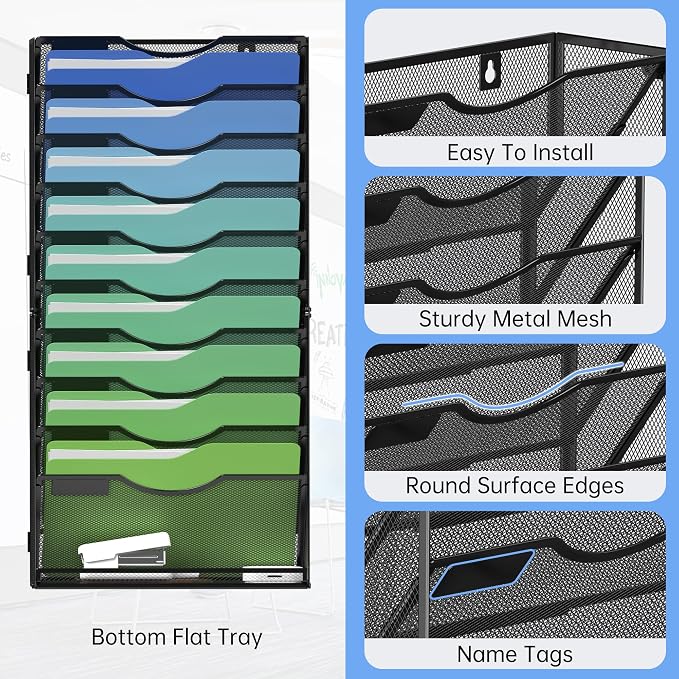 Kuntine.B Wall File Organizer Office Hanging Magazine Holder Wall File Organizer for Office Home - Image 3