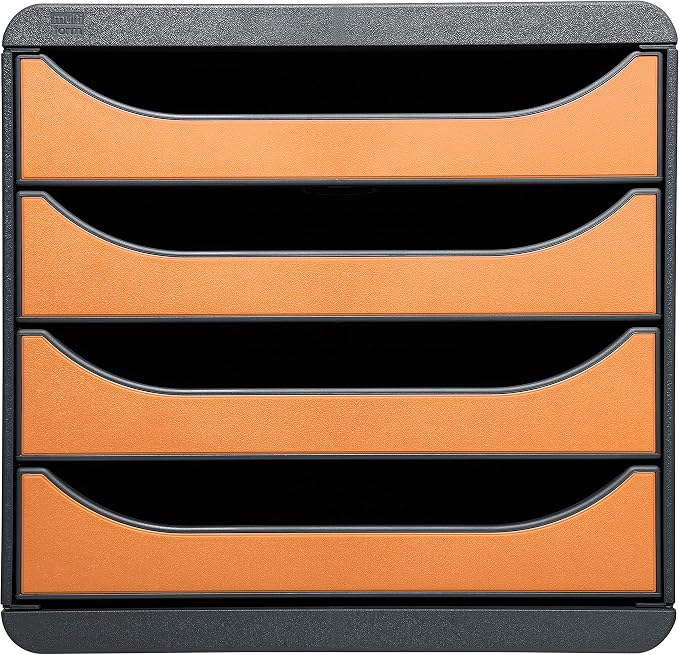 Exacompta Big-Box Iderama, 4 Drawers - Mouse Grey/Mandarin by +Office+Supplies