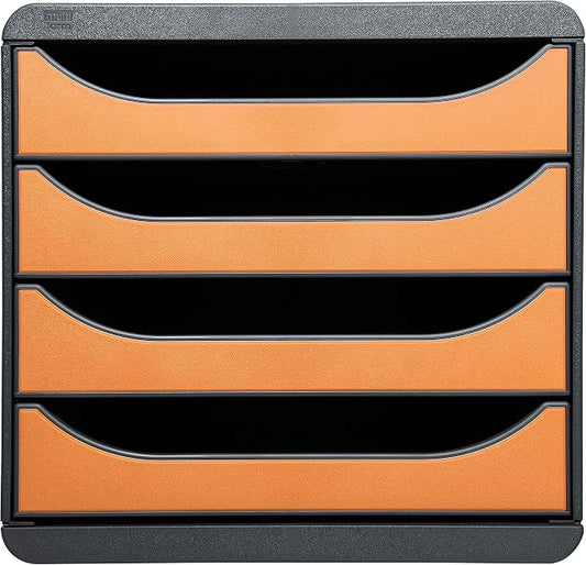Exacompta Big-Box Iderama, 4 Drawers - Mouse Grey/Mandarin by +Office+Supplies