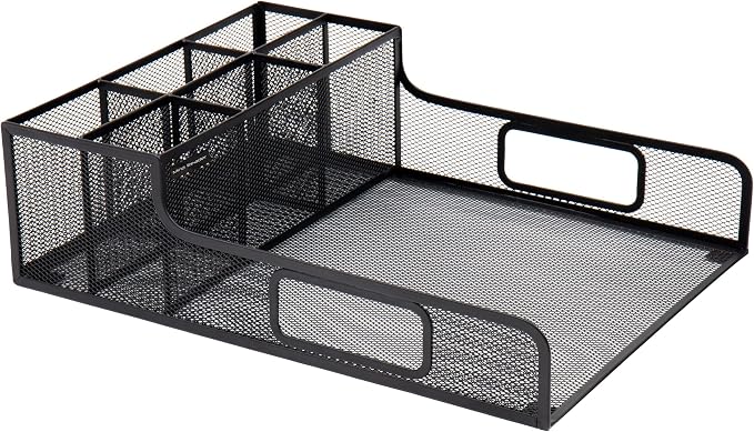 Mind Reader Desktop Organizer, File Storage, Accessory Storage, Workspace, Office, Metal Mesh, 11.5" L x 14.75" W x 5.5" H, Black - Image 7