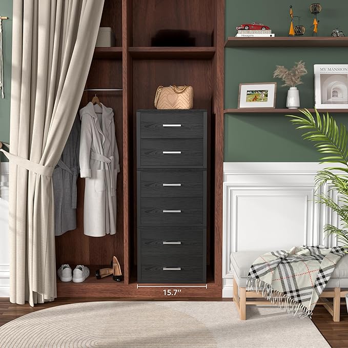 BOLUO Stackable Storage Drawers Closet Organizers and Storage Fabric Black 2 Drawer Dresser for Bedroom Modern - Image 2