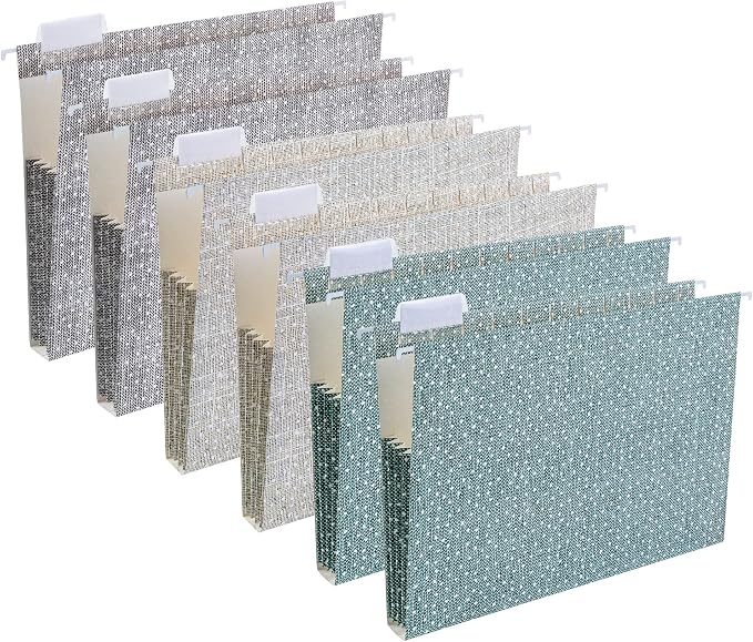 Y YOMA Letter Size - 6 Pack Extra Capacity Hanging File Folders with Pocket Accordion Decorative File Folder Cute Expandable Folder for Office Home with 1/5-Cut Adjustable Tabs, Printing Cloth Pattern by YYOMA