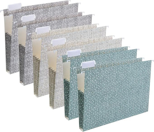 Y YOMA Letter Size - 6 Pack Extra Capacity Hanging File Folders with Pocket Accordion Decorative File Folder Cute Expandable Folder for Office Home with 1/5-Cut Adjustable Tabs, Printing Cloth Pattern by YYOMA