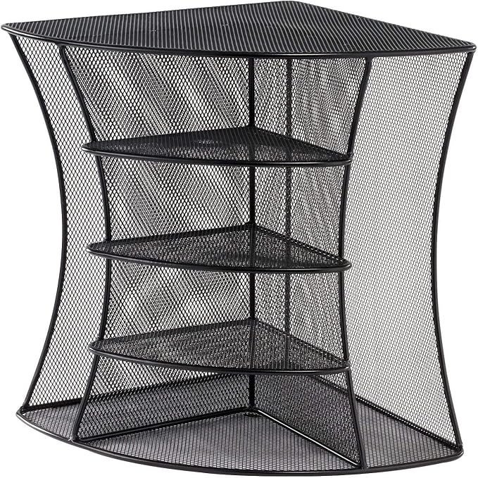 Safco 3261BL Onyx Mesh Corner Organizer - Durable Steel Mesh Corner Storage and Desk Top Organizer. Space Saving, For Home, Office & Classroom Organization, 13" x 15" x 11 , Black by SafcoProducts