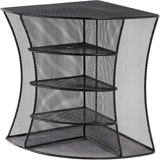 Safco 3261BL Onyx Mesh Corner Organizer - Durable Steel Mesh Corner Storage and Desk Top Organizer. Space Saving, For Home, Office & Classroom Organization, 13" x 15" x 11 , Black by SafcoProducts