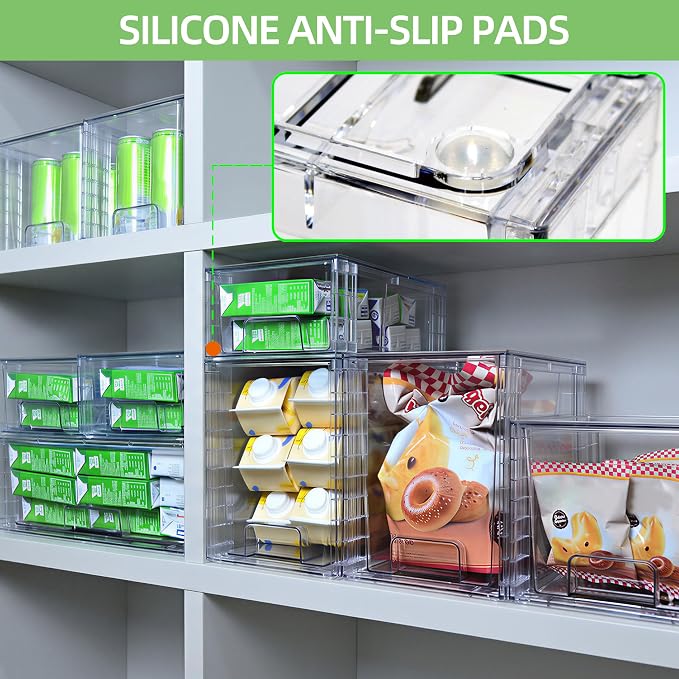 Clear Stackable Acrylic Storage Drawers(2 Pack), Plastic Organizer Bins with Handles, Easy Assembly for Bathroom Kitchen Pantry Cabinet Under Sink Snack Home Storage Solutions - Image 5