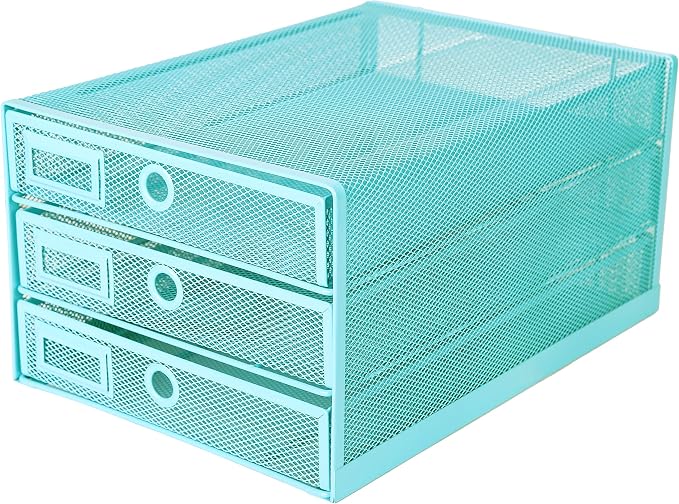 Exerz Paper Sorter 3 Drawer Wire Mesh A4 / Desk Multifunctional Desk Organiser/Multi-Layer Letter Tray - for Documents, Magazines, Notebooks and Letter | Desk Organiser Pull Out Trays Keep Files Letters Magazines Folders Notebooks Neatly Separated Easy... by Exerz