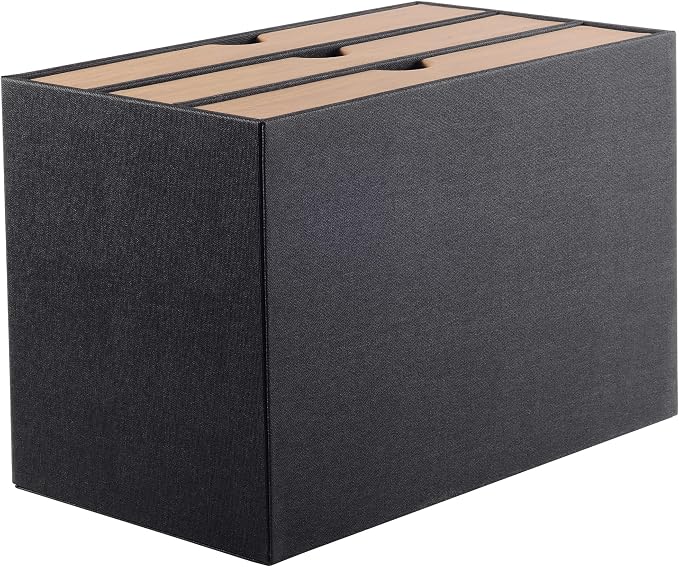 Fashion Multicolor Collocation Leather Desk Organizer File Cabinet Executive Office Supplies Desktop Filing A4 Contract Document Stackable Storage Box with 3 Drawers (Black) - Image 6