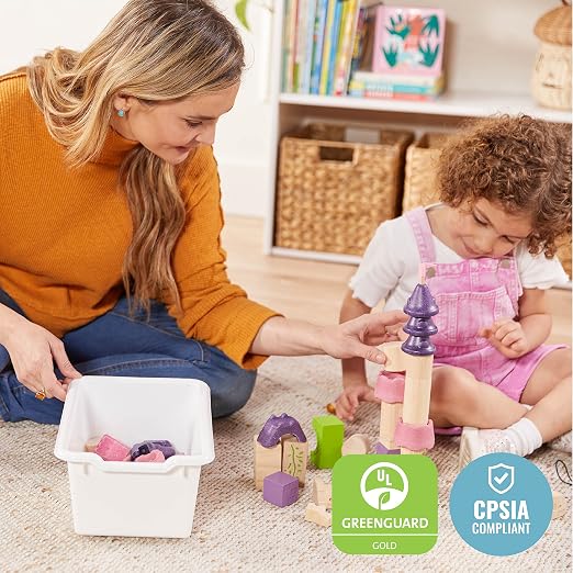 ECR4Kids Scoop Front Storage Bins, Multipurpose Organization, White, 10-Piece - Image 6
