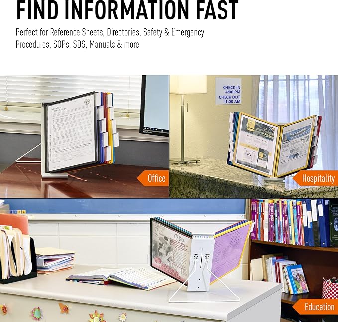 Durable Instaview20 Pocket Expandable Desktop Reference System - Letter Size 10 Double-Sided Panels - Assorted Color Borders - Image 3