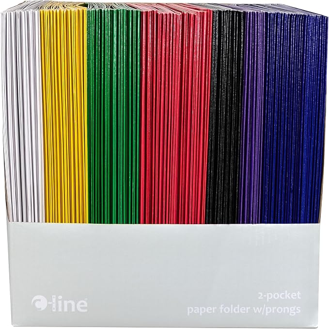 C-Line Two-Pocket Paper Portfolio with Prongs, 1 Case of 100 Folders, Assorted Colors (05320-DS) - Image 3