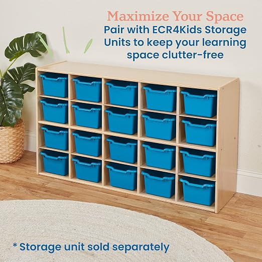 ECR4Kids Scoop Front Storage Bin, Multipurpose Organization, French Blue, 20-Piece - Image 5