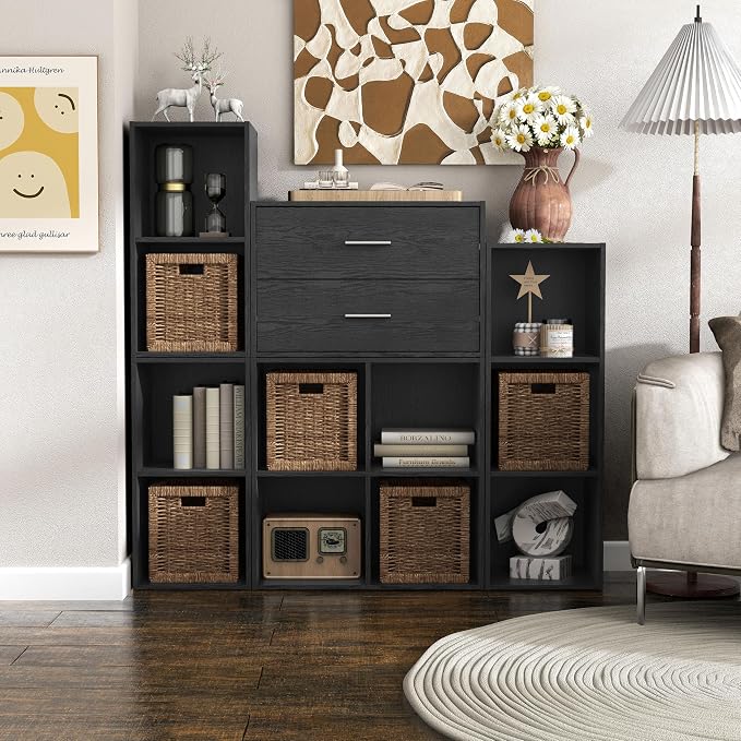 Homes: Inside + Out Apexa 2-Drawer Wooden Stackable Storage Drawers, Small Food Pantry Cabinet, Cajonera De Madera, Underbed Drawer Dorm Teen Room Decor & Bedroom, Home Office, Kitchen, Black - Image 13